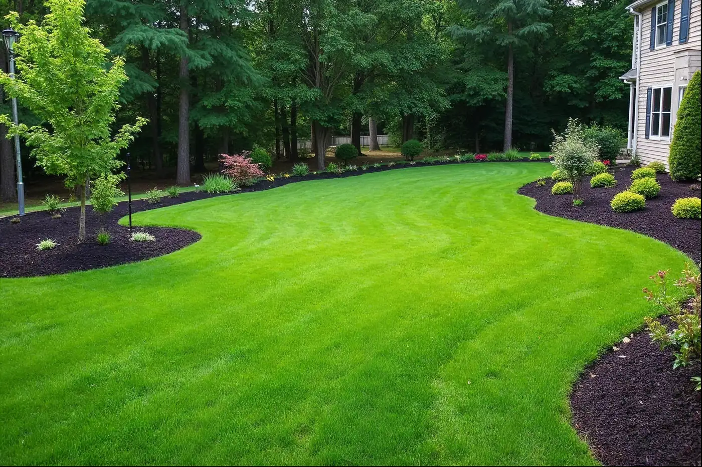 Newly planted foundation and pool-surround landscape design in Chester County